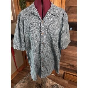 LL Bean Tropics Shirt XL Blue Green Fish Print Casual Reg Fit